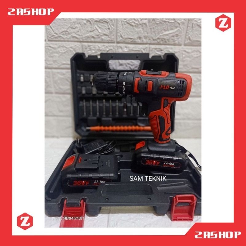 Hot Promo JLD bor 13mm 2baterai 36 Vf BOR CORDLESS - MESIN BOR BETON BATERAI - bor jld 36V 13mm BANJ
