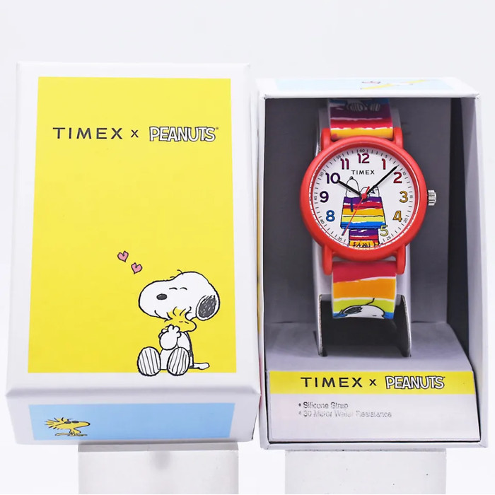 Timex Tw2V77700 Peanuts Snoopy Rainbow Paint Jam Tangan Wanita Analog