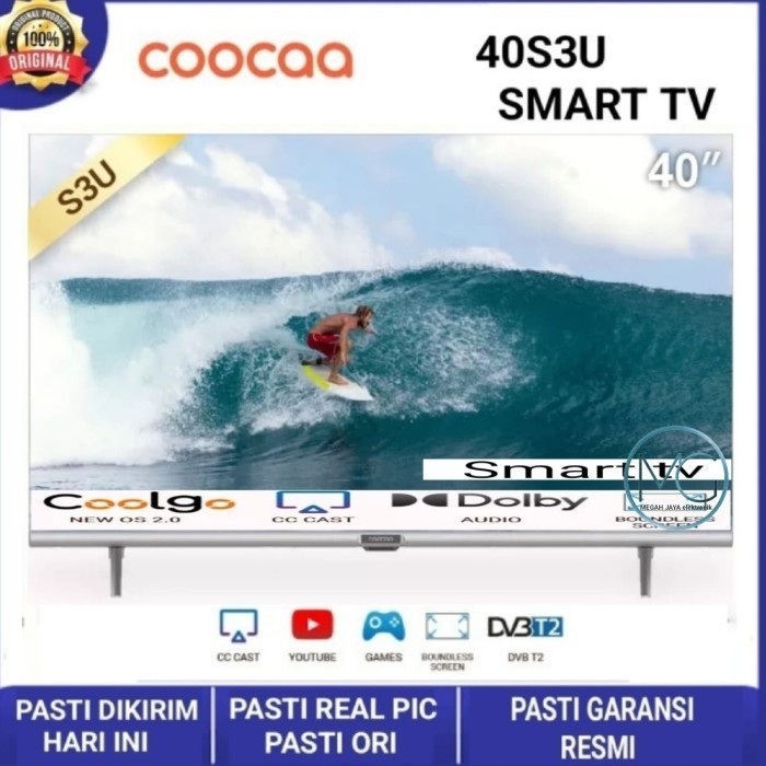 Led Coocaa 40 Inch 40S3U Smart Led Tv Digital Bezel Less Smart Tv Termurah Terlaris Promo