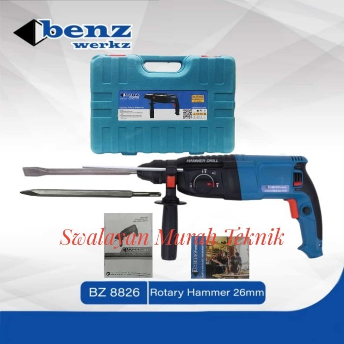 TERBARU - BENZ BZ8826RE MESIN BOR BOBOK BETON ROTARY HAMMER 3 MODE SDS PLUS 26MM
