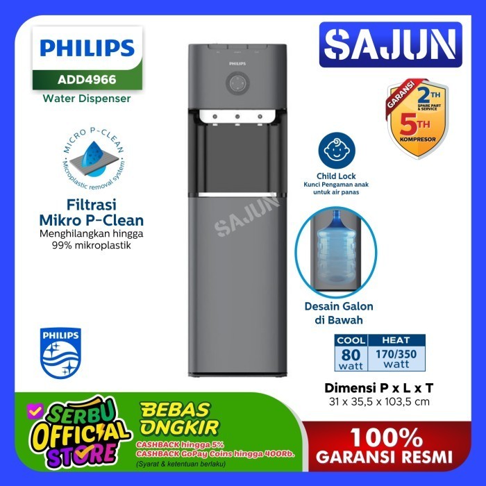 Philips Water Dispenser Add4966 Dispenser Air Galon Bawah Add-4966