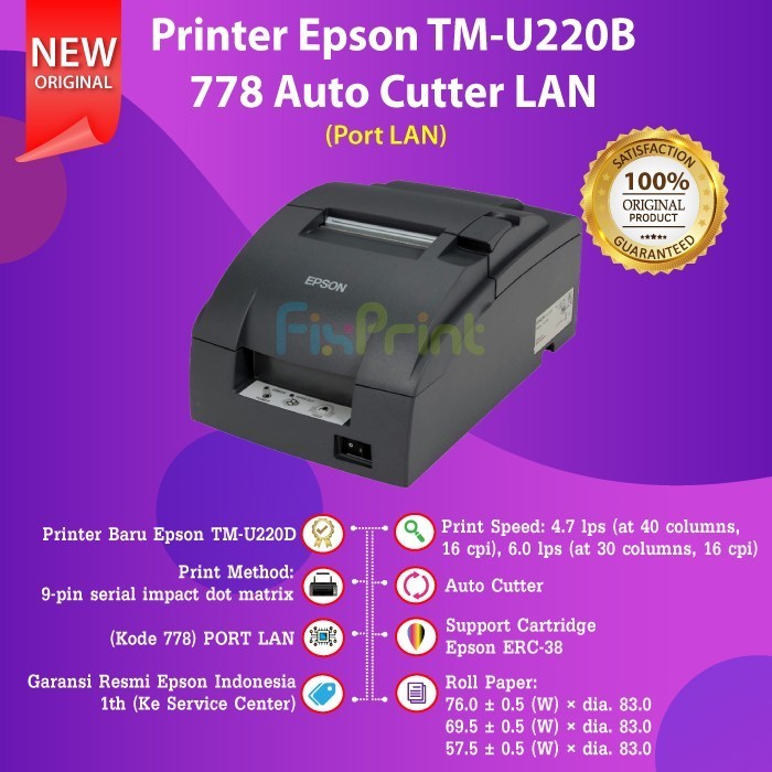 Printer Kasir Epson Tm-U220B 778 Tmu220B 778 Tmu-220B Auto Cutter Lan Termurah Terlaris Promo