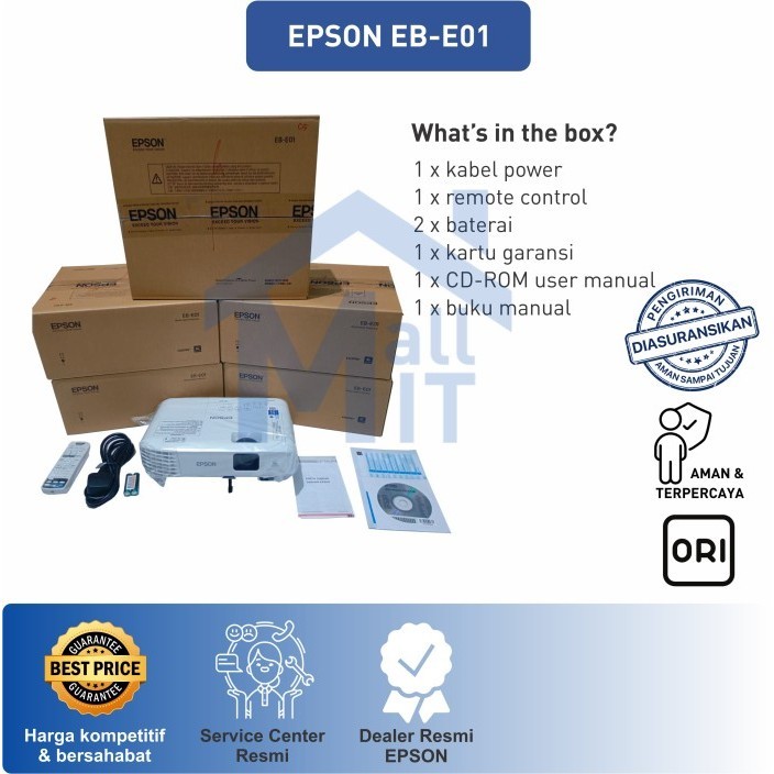 Jkt Proyektor Epson Eb-E01 Ebe01 Eb E01 Xga Pendamping Eb-E500 Eb E500