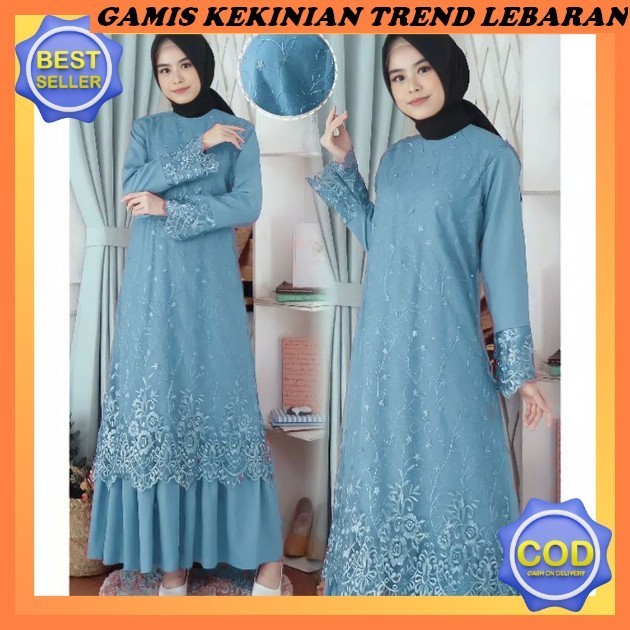 Hawary Set Kerudung Khimar Syar'I Abaya Gamis Dress Panjang Gaun Kondangan Pesta Muslimah Wanita By 