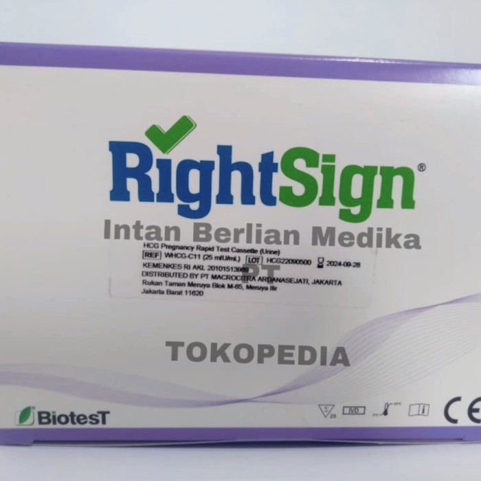 RIGHTSIGN HCG PREGNANCY RAPID TEST CASSETTE (URINE) ISI 25