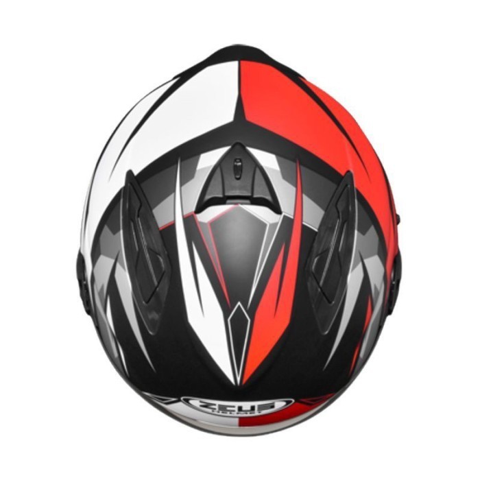 Zeus 613B Matt Black Aj15 Red Half Face Double Visor