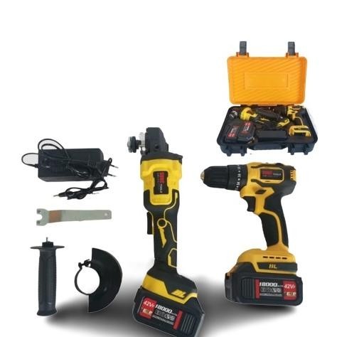 CR - Promo Ramadhan Paket Mesin Gerinda + Bor Cordless Brushless 42Vf / Nagawa TERLARIS