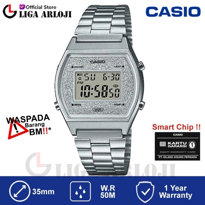 Casio B640Wdg-7Df Jam Tangan Wanita Digital Vintage Silver B640W Termurah Terlaris Promo