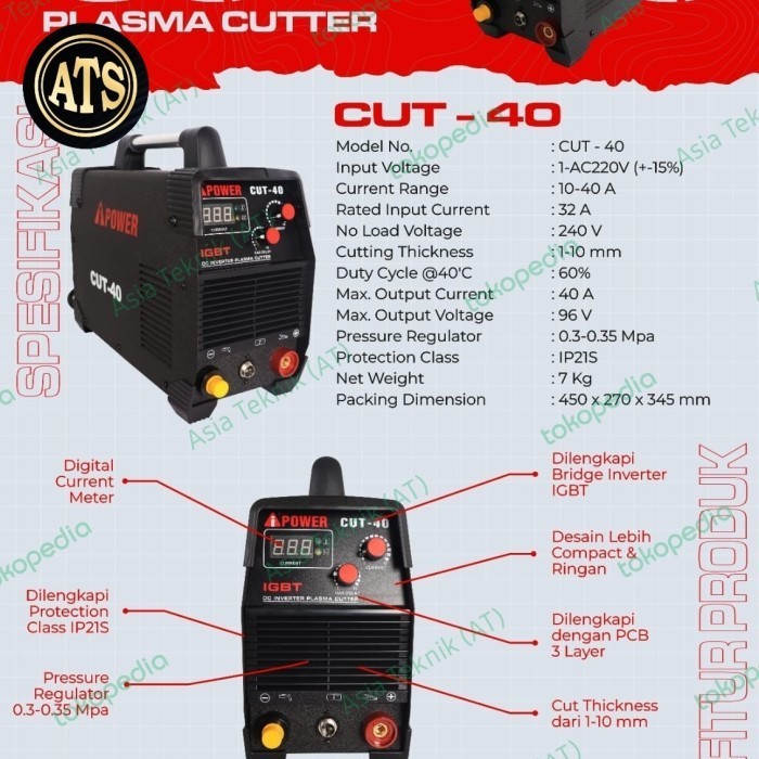 Mesin Las Plasma Cut Aipower Cut 40 Cutting Plasma Heavy Duty Termurah Terlaris Promo