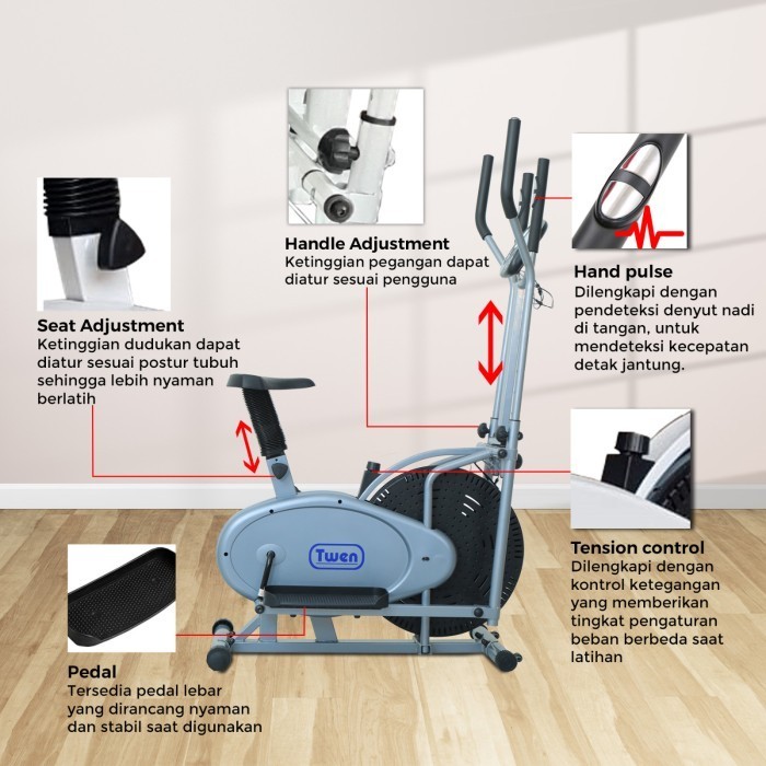Twen E6 Orbitrack Tracer Elliptical Bike Sepeda Fitness Sepeda Statis