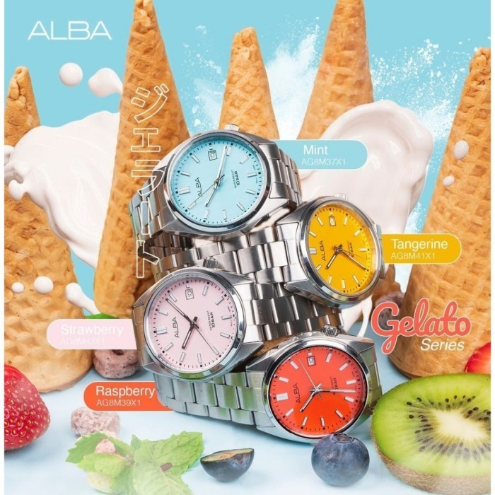 Jam Tangan Alba Unisex Silver Alba Gelato Ag8M41 Quartz Ag8M41X1 Termurah Terlaris Promo