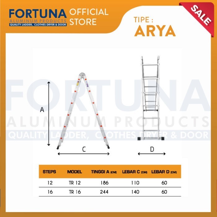 Tangga Lipat Fortuna Arya 16 Tangga Aluminium Fortuna