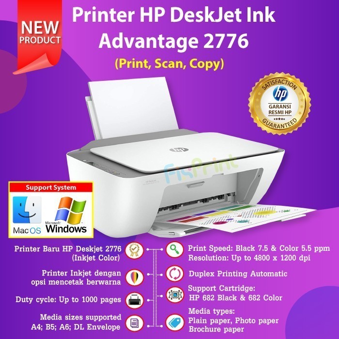 Printer Hp Deskjet Ink Advantage 2676 Print Scan Copy Wifi Wireless A4