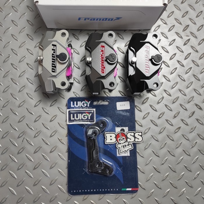 Kaliper Frando 2 Piston Cnc + Bracket Luigy For Rear Disc Brake
