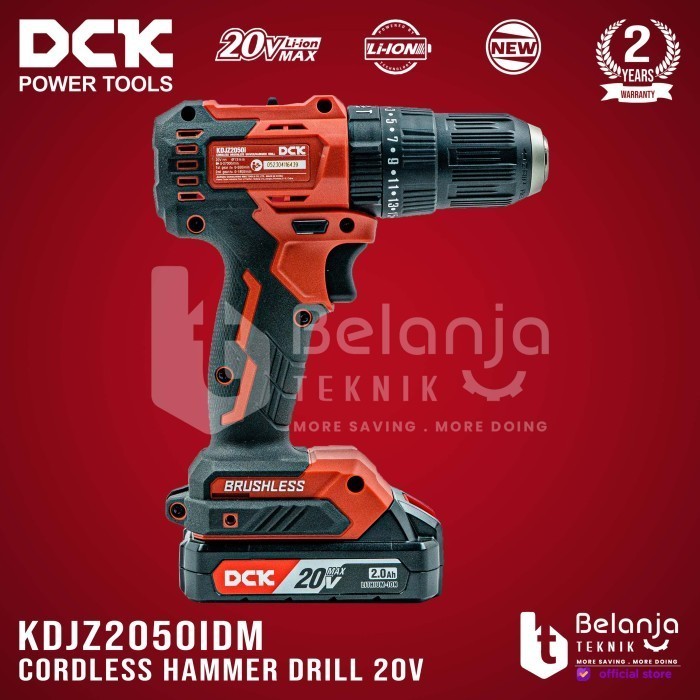 Dck Cordless Hammer Drill Kdjz2050Iz 20V Bor Impact Baterai Unit Only