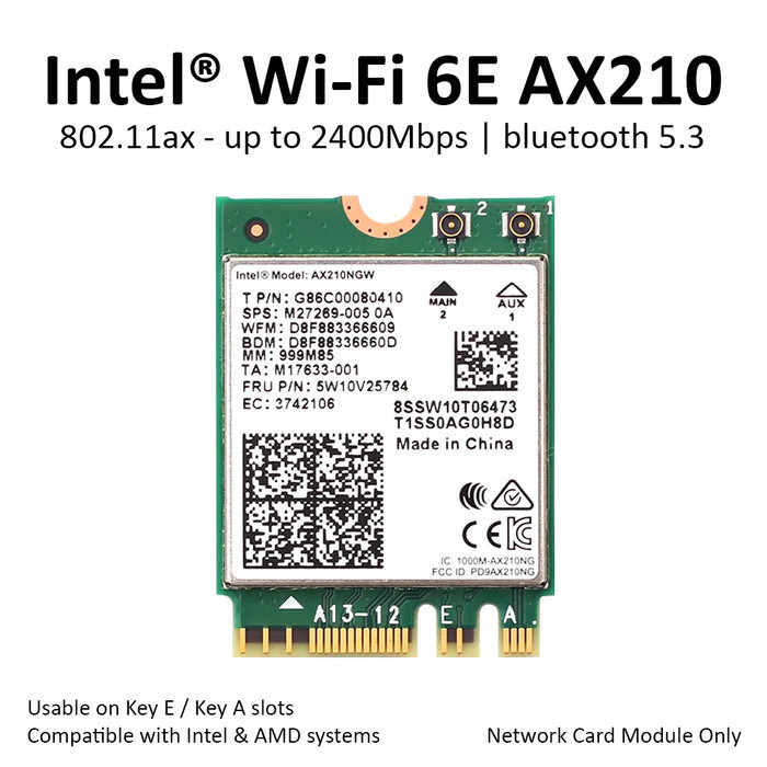 New Intel WiFi 6E AX210 Wireless Card Bluetooth 5 AX M.2 NGFF AX210NGW