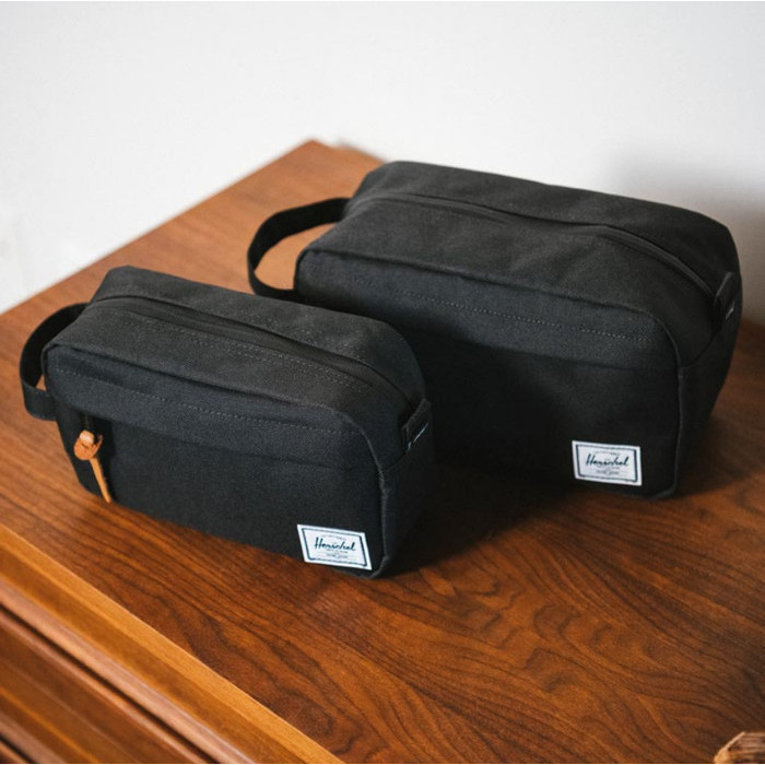 Herschel Chapter Travel - Clutch Pouch Pria - Black/Grayscale Plaid