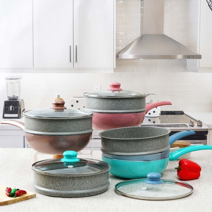 Pero Bundling Wok Pan 24 Cm + Glass Lid & Steamer / Wajan Anti Lengket