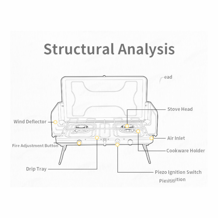 Kompor Dua Tungku Naturehike Nh22Rj001 Foldable Double Burner Stove