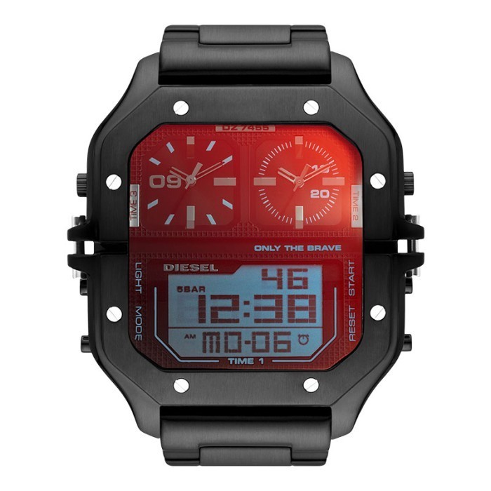 Jam Tangan Pria Diesel Clasher Dz7455 Digital Analog Dial Black Stain