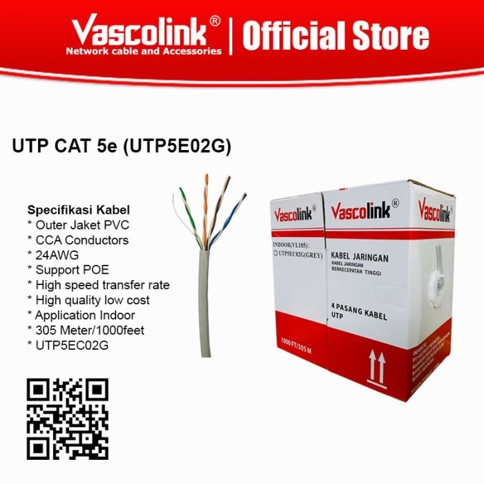 Kabel Lan Utp Cat 5 Vascolink / Kabel Data Cat 5 Vascolink