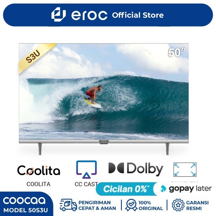 Coocaa Smart Tv 50 Inch Smart Led Tv - Digital Tv - 4K - Uhd - 50S3U Termurah Terlaris Promo