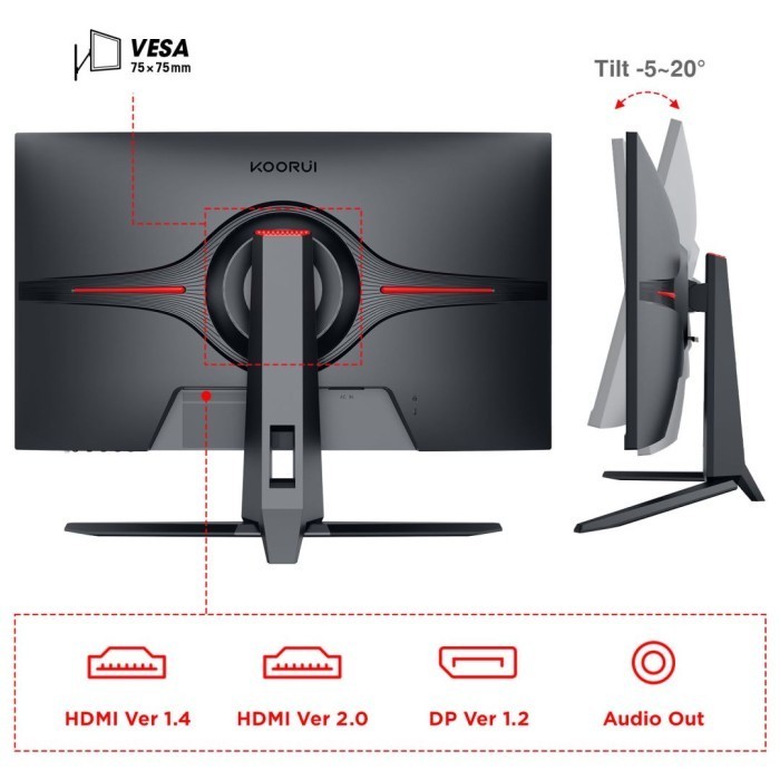 Koorui 27E1Q 27Inch 2K Fast-Ips 144Hz Rotary Lifting Esports Display