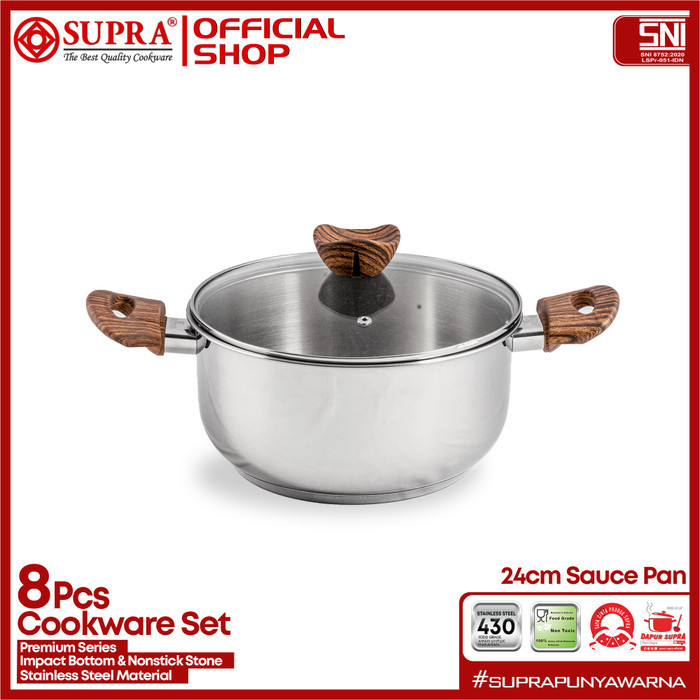 Supra Panci Set 8 Pcs Stainless Steel Premium Series
