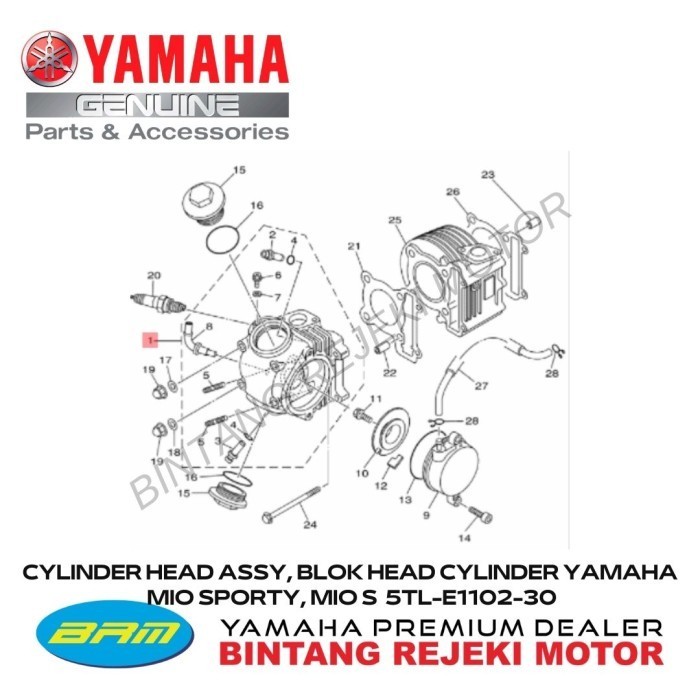 Cylinder Head Assy, Blok Head Cylinder Yamaha Mio