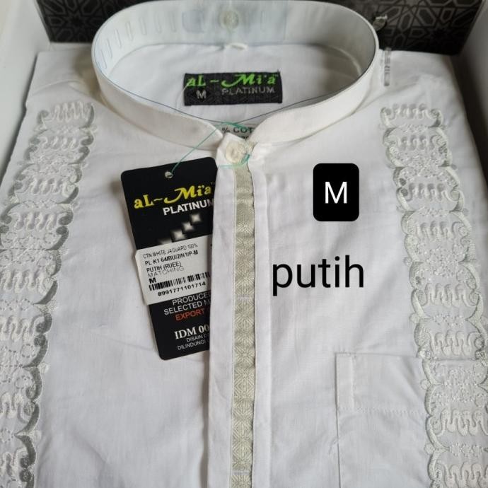 Baju Koko Pria Al Mia Almia Platinum Putih Lengan Pendek Original Fash