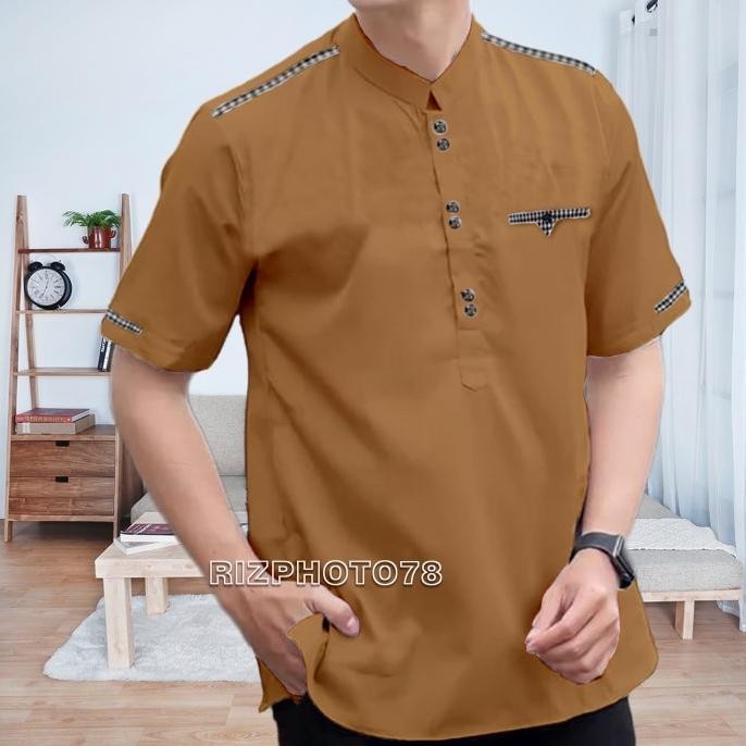 Baju Koko Alwi Atasan Muslim Pria Lengan Pendek Size M L Xl Xxl