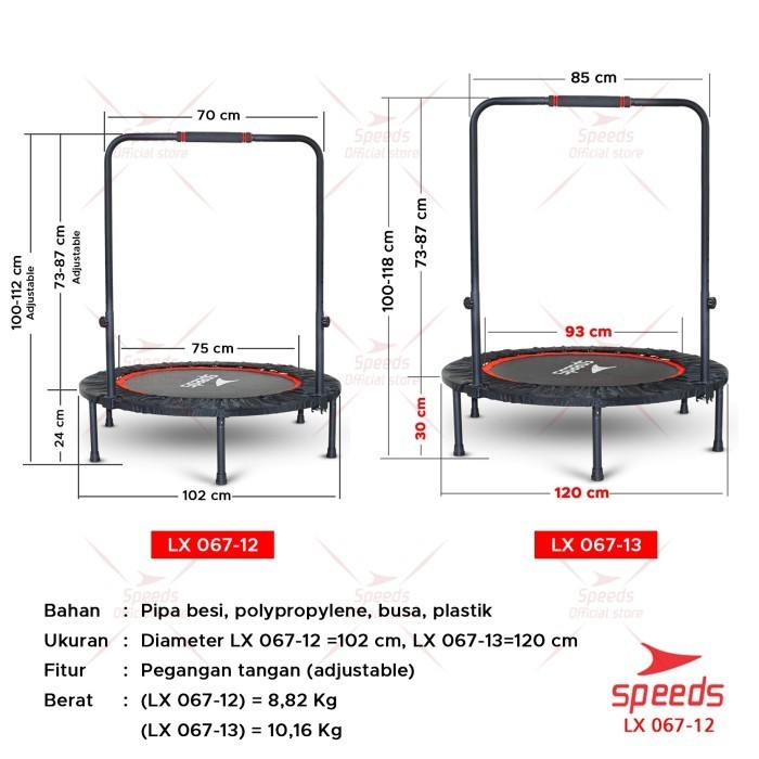 Speeds Trampoline Dewasa Trampolin Anak 40" Lompat Trampolin 067-12