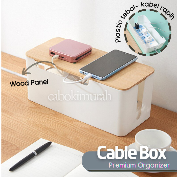 

CABLE RACK NATURAL WOOD CABLE STORAGE BOX KOTAK ORGANIZER KABEL WIRE