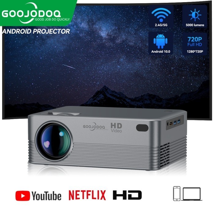 Goojodoq Portable Mini Led Projector Android Home Theater 180 Ansi