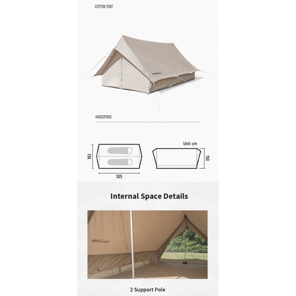 Tenda Cotton Series Naturehike Nh20Zp003 Safari Glamping Camping