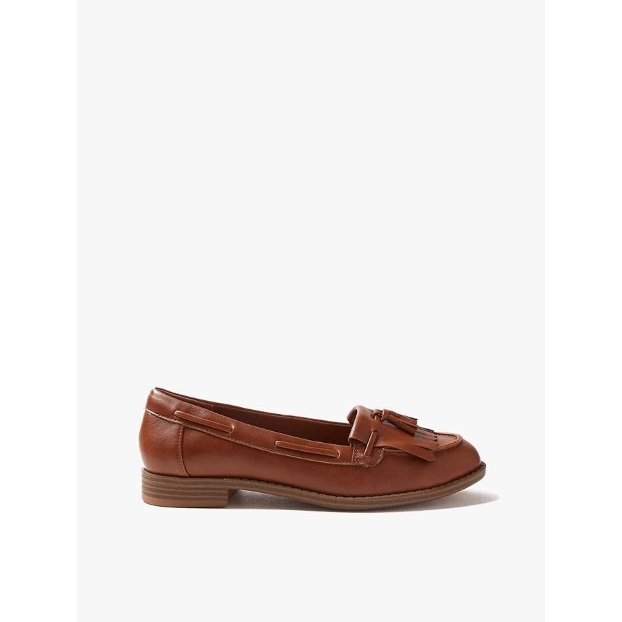 M&S - Sepatu Flats Wanita - Patent Tassel Loafers - Tan, 3-8