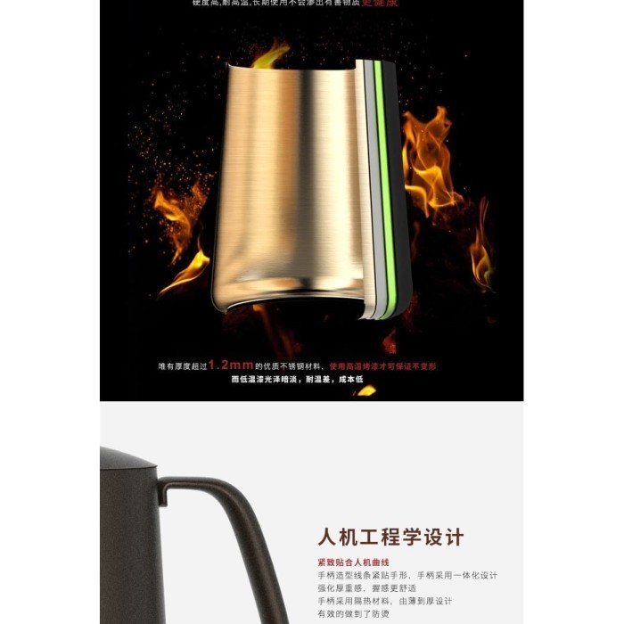 Timemore Fish Drip Kettle 900Ml Black Teflon Coated 90 Degree Pouring