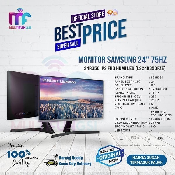 Monitor Samsung 24" 75Hz S24R350 Ips Fhd Hdmi Led (Ls24R350Fze)