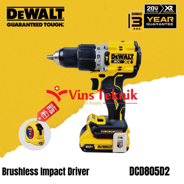 Bor Baterai Brushless Hammer Drill Dcd805 Dewalt Dcd805D2