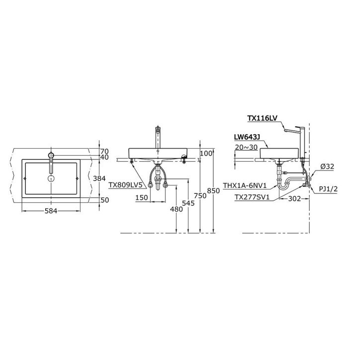 Wastafel Toto Lw643J (Body Only)