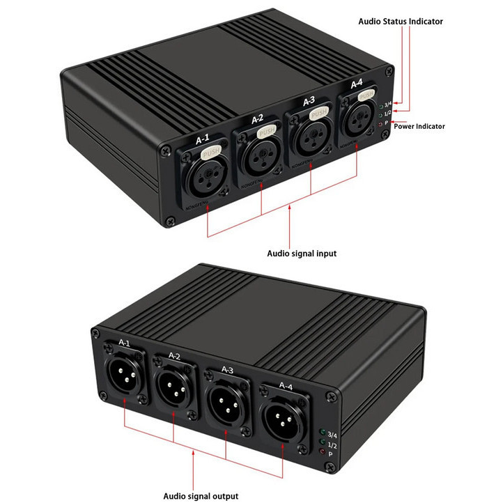 Magnustek M-Cf04 Xlr Audio Sc Fiber Extender 4 Port One Way 20Km