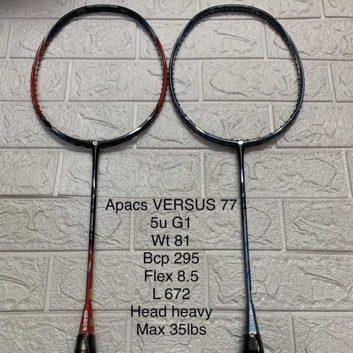 Raket APACS VERSUS 77 Lengkap Max 35lbs Free SENAR BG66 dan Pasang