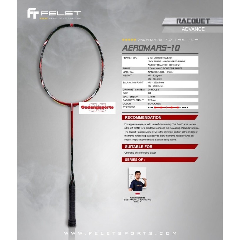 RAKET BADMINTON BULUTANGKIS FLEET FELET AEROMARS-10 ORIGINAL