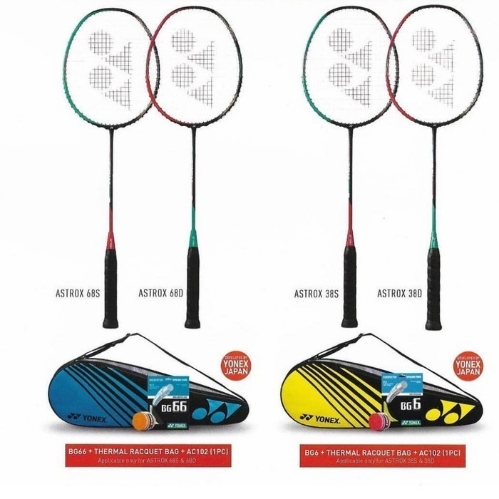 Free pasang Logo Raket YONEX NEW COLOUR ASTROX 68D KOMPLIT SET ORI