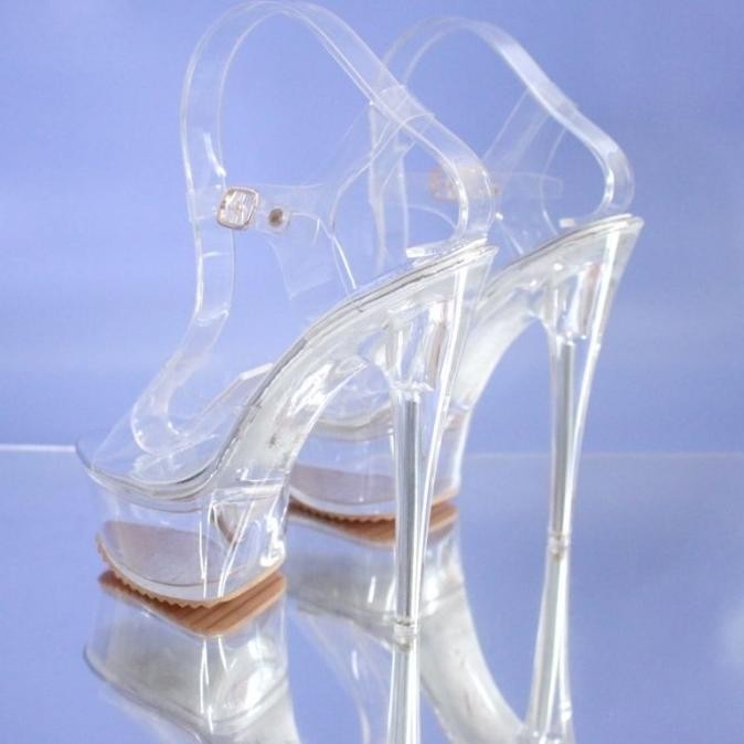 Ykshoes 1779 Heels 15Cm Strappy Heels Sepatu Hak Tali Kaca Tinggi Kaca