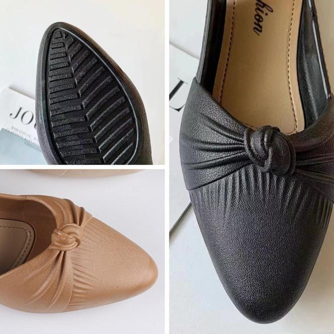 Az Sepatu Pansus Wanita Model Flat Tali Belakang Casual Low Heels
