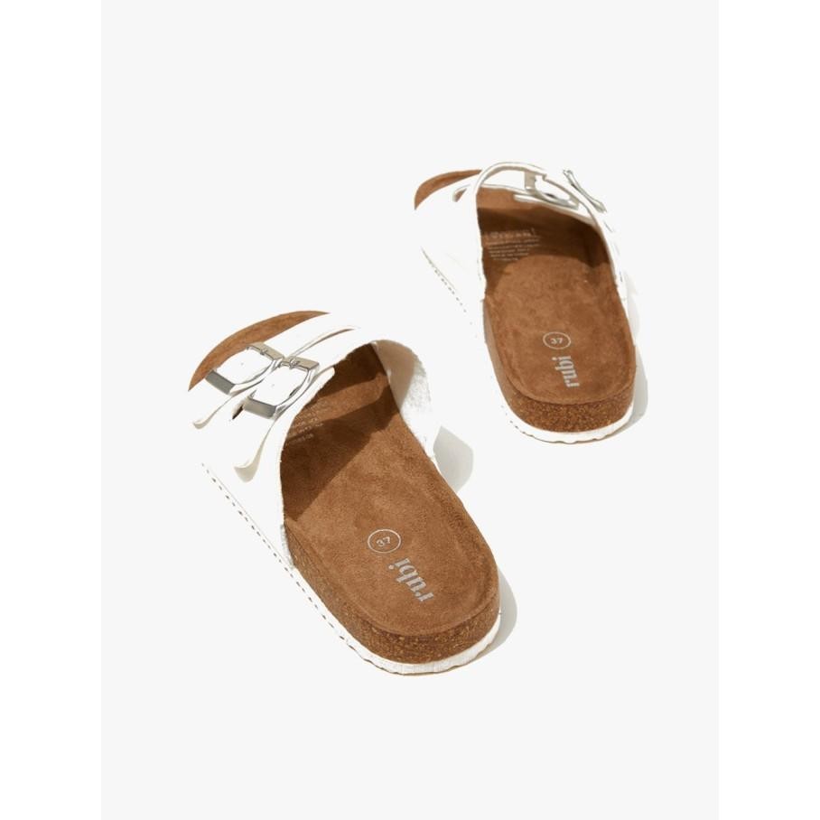 Rubi - Sandal Wanita - Rex Double Buckle Slide - White Texture