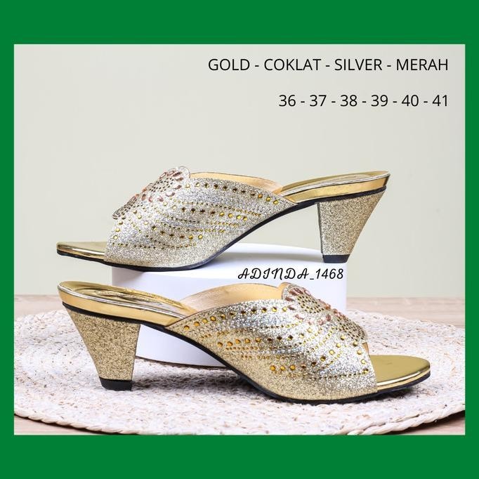 Sandal Wanita Pesta Model Payet 03 Wedges Selop High Heels 5Cm Terbaru