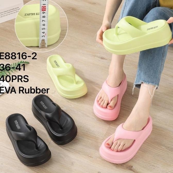 Sandal Jepit Wanita Wedges Tinggi 7 Cm Karet Eva Balance 7628