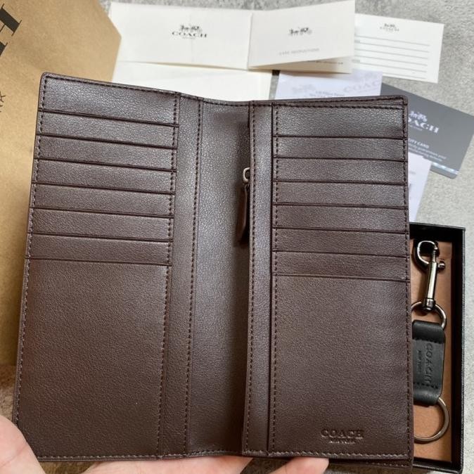 Coach Long Wallet Black Signature,Dompet Coach Pria Panjang Original